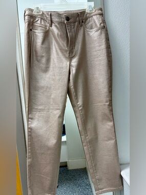 Tommy Bahama Metallic Taupe Straight Leg Jeans (Fits like a 10 or 12)